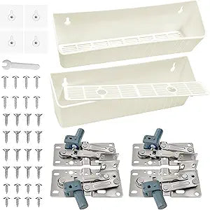 Upgraded 11" Tip-Out Plastic Sink Trays + Steel LD-0220-50SC Soft Close Pivot Hinges Kitchen Sink Tip Out Tray Hinges with 8 x Mounting Screws and 4 x Adhesive Screws for Kitchen and Bathroom -2 Sets