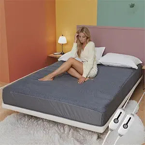 Electric Mattress Pad Queen Size 60"x80" for Home Use, Premium Brushed Fabric, 4 Heat Settings & 10 Hours Auto Off, Overheat Protection, Elastic Deep Pocket, Machine Washable, Gray