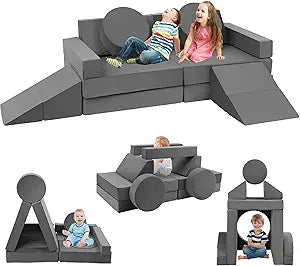 Edbuosy Toddler Couch Kids Sofa Modular - 18pcs Children Couches Building Fort, Convertible Foam Playing Cushion Creative Playroom Floor Furniture for Baby 1-3 to Teen Sofa and Play Set
