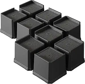 Bed Risers 4 Inch Heavy Duty 9 Pack Oversized L-Shaped Bed Furniture Elevators 1,500 lbs Lifts Up Riser for Sofa and Table