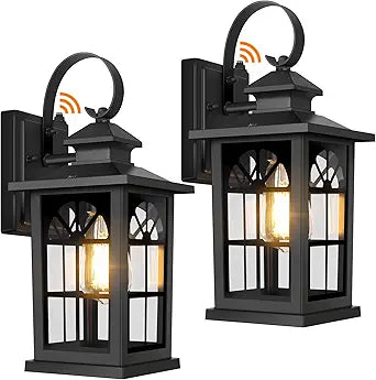 2-Pack Dusk to Dawn Outdoor Wall Light Fixtures, Aluminum Exterior Lighting Fixtures Wall Mount, Waterproof Porch Lights Outdoor Wall Sconces Lanterns, Black Outside Lights for House Front Door Garage