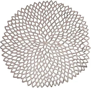 Chilewich Dahlia Pressed Vinyl Round Placemat, Gunmetal 15"