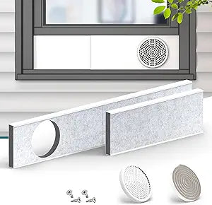 Daisypower Portable Air Conditioner Window Kit With Foam Insulation,Heat And Noise Insulated,Adjustable Seal Panels for AC Hose,Fits Single Double Hung Window,Sliding Window (5.9 IN)