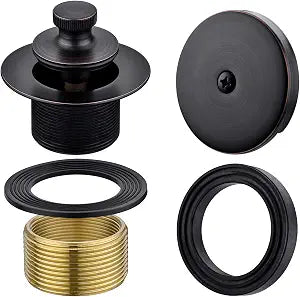 Brass Bathtub Drain Kit, Lift and Turn Tub Drain Kit with Overflow Faceplate, Oil Rubbed Bronze