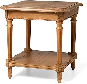 Maven Lane Pullman Multipurpose Traditional Style Tall Square Wooden Side Table and Bedroom Nightstand with Storage in Rustic Antiqued Natural Finish