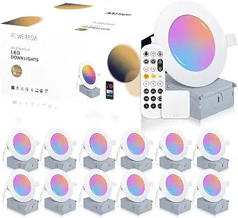 POWERASIA 12 Pack 4 Inch Smart Recessed Lighting, LED Recessed Lighting