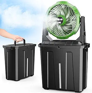 Ausic Portable Misting Fan, 9L 10-inch Outdoor Mist Fans for Outside Patios Cooling, 20000mAh Rechargeable Battery Fan with Water Box, 3 Strong Winds, 3 Spray Mister, Camping/Beach Summer Essentials