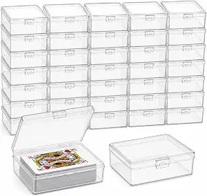 APACALI 30 Pack Card Storage Box, Clear Plastic Playing Card Case, 1.2mm Thick Snap-Tight Deck Boxes for Sleeved Trading Cards, Business Cards, Game Cards, 3.8 x 2.7 x 0.94 in