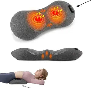 3 in 1 Upgraded Rechargeable Electric Lumbar Support Pillow with Heat & Massage Back Cushion, Ergonomic Memory Foam Lower Back Massager for Fatigue Relief, for Home, Office, Bed, Sofa, and Car Use
