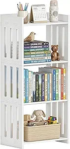 HAYOFAMY Bookshelf, Bookcase for Small Spaces, 4 Tier Shelf White Book Organizer Storage Display Rack for Kids Room, Living Room, Office, Bedroom and Bathroom