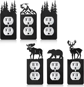 Lothee 6 Pcs Metal Bear Light Switch Cover Plate Forest, Single Gang Socket