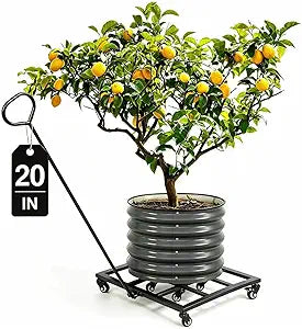 20-Inch Heavy Duty Plant Dolly with Wheels - 360 Swivel Rolling Planter Base for Indoor/Outdoor Use, Supports up to 200lbs, Includes Removable Handle for Effortless Mobility