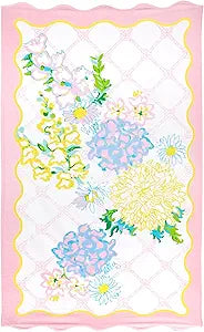 Lilly Pulitzer Scalloped Oversized Pool and Beach Towel, 40" x 72", Large Cotton Towel for Adults, Lilly Garden Home