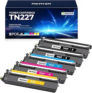 TN227 TN-227 Toner Cartridges 5 Pack Compatible for Brother TN227 TN-227 Toner BK/C/M/Y High Yield Compatible for Brother HL-L3270CDW HL-L3210CW HL-L3230CDW HL-L3230CDN HL-L3290CDW MFC-L3710CW Printer