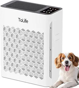 Tolife Air Purifier Large Room, HEPA Air Purifiers for Home Pets Hair with Washable Filter, Air Cleaner for Bedroom up to 1095 Ft┬▓ Dust Smoke Odor, Sleep Mode, Timer, White