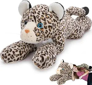 MorisMos Giant Cheetah Stuffed Animal Plush Pillow 4ft, 47" Extra Large Plush Cheetah Toy for Kids & Adults, Realistic Leopard for Christmas Birthday, Big Safari Stuffed Animal for Jungle Party Decor