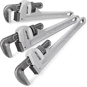 HURRICANE 3-Piece Aluminum Pipe Wrench Set (10", 14", 18"). Lightweight & Reliable Plumbing Wrench Kit for Home Maintenance and DIY Projects