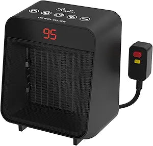 Reaks PTC Ceramic Space Heater with ALCI Safety Plug for Bathroom and Indoor Use, 1500W Electric Heater with 59-95F Digital Thermostat, 12H Timer, ECO Mode, ETL Certified, Black