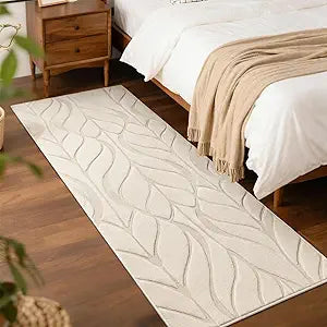 SHACOS 2'x6' High Low Pile Runner Rugs Non Slip Washable Soft Rug Modern Runner Carpet for Hallway Entryway Living Room Bedroom Bathroom, Beige