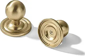 khtumeware 10 Pack Brushed Brass Cabinet knobs with blackplate Solid Heavy-Duty Bifold Closet Door Knobs Hardware for the Kitchen Bathroom and Dressing Table