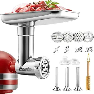Stainless Steel Meat Grinder Attachments for KitchenAid, Sausage Stuffer, Compatible with KitchenAid Stand Mixer of All Models, Dishwasher Safe