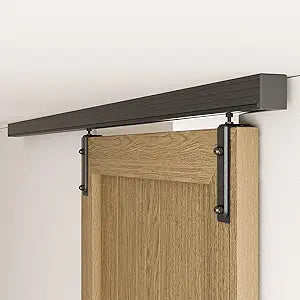 8FT Ceiling Mount Box Rail Barn Door Hardware Kit,Heavy Duty Steel Sliding Barn Door Track,Fit Interior and Exterior Door,Easy Install(No Door)