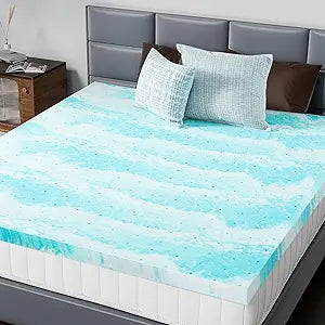 DUMOS Mattress Toppers Memory Foam King Size, 3 Inch Thick Bed Topper Pad Cooling Gel Infused Soft Comfy Padding Breathable for Sleeper Sofa Couch RV Camper, CertiPUR-US Certified, Blue