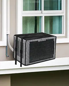 Mesh Window AC Cover, U-Shape Air Conditioner Outdoor Unit Cover, Dustproof Waterproof with Drip Cushion, Reduce Noise (17W x 12D x 13H)