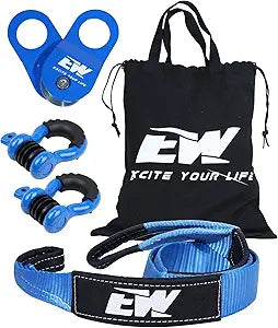 NIXFACE Offroad Recovery Kit - 10-Ton Snatch Block Pulley, 3" x8'Tree Saver (36,000lbs), Two 3/4" D-Ring Shackles with Portable Storage Bag Essential Tool Equipment for Recover Stuck Vehicle
