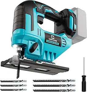 Cerycose Jigsaw Compatible With Makita 18V Battery, Cordless jig saw tool With LED Light, 0- 45 Bevel Cuts, 3 Position Orbital Setting for Straight/Curve/Bevel/Circle Cutting (Tool Only)