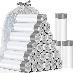 4 Gallon 480 Count Small Trash Bags Bulk Drawstring Plastic Small Garbage Bags Trash Can Liner 15 Liter for Bathroom Restroom Bedroom Office Toilet(Gray)