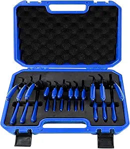 12-Piece Snap Ring Pliers Set Heavy Duty, Internal External Convertible Fixed Tip Snap Ring Pliers 0.038in 0.047in 0.070in 0.090in