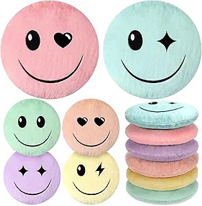 Yousoontic 6pcs Pastel Face Classroom Floor Pillows Preppy Throw Pillow Cushions Seating Floor Cushions for School Learning Play Area Supplies Classroom Decor