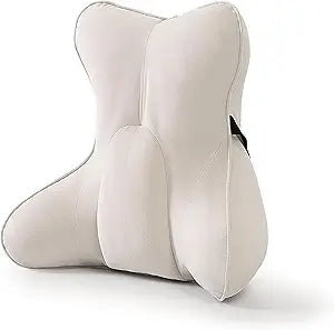 Lumbar Support Pillow(Pat. Pend)  Multi-Functional Ergonomic Back Cushion for Sofa Chair, Car Seat & Sofa, Reading Pillow with Firm Multi-Zone Support to Relieve Lower Back Pain, Misty White