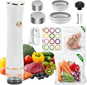 Compact Vacuum Sealer for Food Storage & Preservation,with Vacuum Bags,Mason Jar,Wine Stopper,Chef-Preferred 6X Freshness Keep for Home Kitchen RV Travel Seal Meal