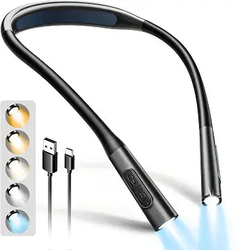 Glocusent Neck Book Light, Rechargeable Neck Lights for Crafts Reading