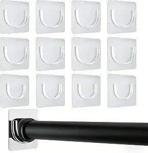 Adhesive Shower Curtain Rod Holder, No-Drill Tension Rod Bracket, 20 Pack, Large and Small Sizes
