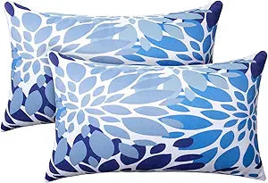 Outdoor Pillows, Pack of 2 12x20 Lumbar Pillows Water Resistant Decorative Throw Pillows for Couch, Sofa and Patio Furniture(Dark Blue)