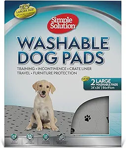 Simple Solution Large Washable Puppy Pad, Reusable Dog Training Pads for Housebreaking and Senior Dogs, Absorbent Waterproof and Odor Control, Travel Supply, 34 x 36 Inches, 2 Count