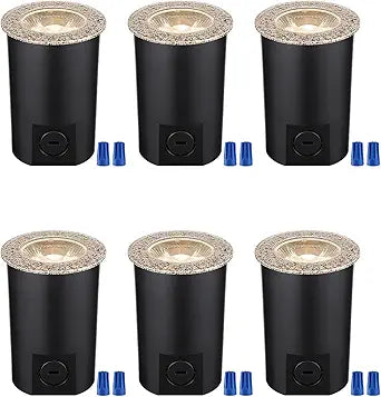 LEONLITE 3W 3000K Well Lights Landscape LED In Ground, 12-24V AC/DC Low Voltage, CRI90 IP67 Inground Well Lights Outdoor, Rock Color Aluminum Housing, Embedded Parts Included, Pack of 6