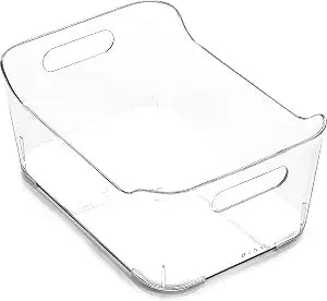 BINO Refrigerator, Freezer and Pantry Cabinet Storage Organizer Bin with Handles - Clear and Transparent Plastic Wide Nesting Food Container for Home and Kitchen (Clear, Small)