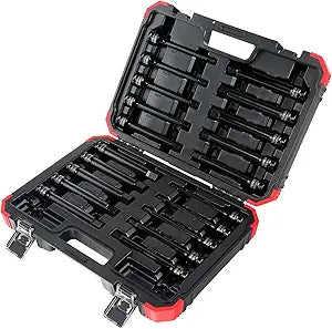 SUNEX TOOLS 2637L 20pc 1/2" Drive Impact Hex Driver Master Set 6in.  to 9/32 and 6mm to 17mm, ,