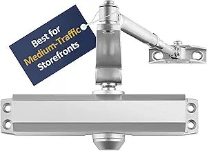 Lawrence Medium Duty Commercial Automatic Door Closer - Surface-Mounted Auto Door Closer for Home, Garage & Light Commercial Door Use - Embassy Series LH534
