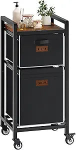 FAVOOSTY Laundry Hamper with Wheels, 70L Laundry Basket Organizer, Laundry Hamper with Shelf, 2 Section Laundry Sorter for Laundry Room Organization, Bathroom Shelf Black