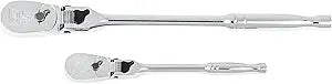 GEARWRENCH 2 Piece Drive 84 Tooth Locking Flex Head Teardrop Ratchet set - 81274A-07