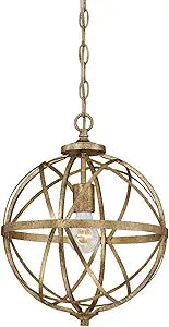 Millennium 2281-VG Transitional One Light Pendant from Lakewood Collection in Gold, Champ, Gld Leaf Finish