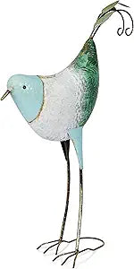 Alpine Corporation MCC702 Head-Down Metal Bird Outdoor Statue, Animal Dcor for Patio, Lawn & Garden, 24" H, Blue and White