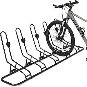Kingarage Floor Bike Rack for 5 Bikes, Safeguard Disc Brakes & Derailleurs Design, Waterproof Bicycle Stand Indoor/Outdoor/Garage Use, Fits 12"-29" Tires, Upgraded 0.63" Steel Tubes for Stability