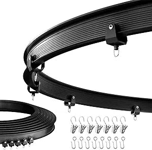 Flexible Ceiling Curtain Track Ceiling Mount, Curved Curtain Rod, Sliding Curtains Track, Room Divider, Shower Curtain Rod, Wall Divider, 16.4 FT/ 5 M, Black