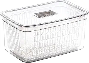 BINO | Produce Saver - 23.7 Cup/5.6L | Fridge Storage Containers for Fruits and Vegetables | Vegetable Storage with Adjustable Air Vent, Removable Basket | BPA-Free Fridge Organizers and Storage